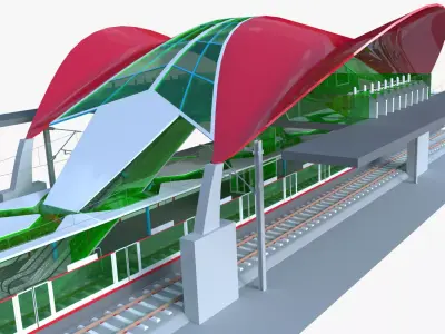 Railway station 3D model