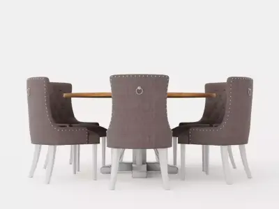 Lyon Food Group Around With 6 Victoria Chair White Gray Low-poly 3D model