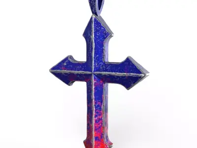 High-Poly Titanium Arrow-shaped cross 3D Model 3D model