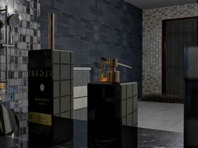 Bathroom-modern modern bathroom with tiled walls 3D model
