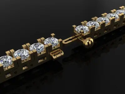 Box Style Diamond Tennis Bracelet 3mm 3D print model