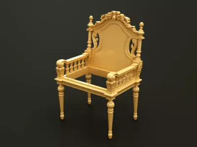 Classic Baroque Style Wooden Chair Base for CNC 3D model