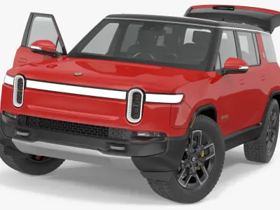 2023 Rivian R1S SUV Red Rigged 3D model