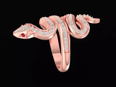 Luxury Snake Shape Diamond Men Ring 3581 3D print model