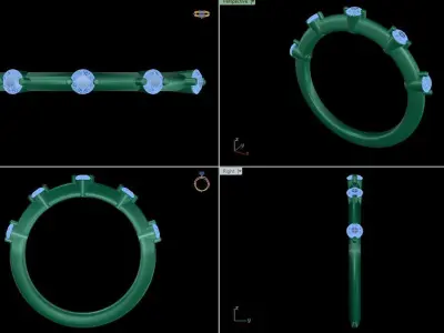 5 Diamond Wedding ring 3D print model