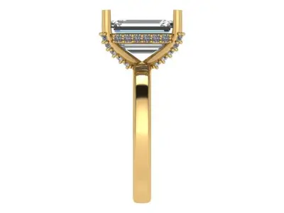 emerald cut solitare all under halo diamond on prongs  3D print model