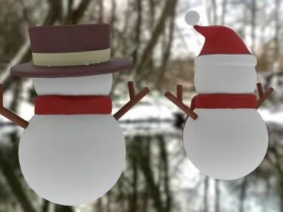 Snowman pack Low-poly 3D model