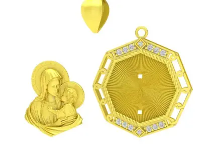 Luxury Virgin Mary and Child Religious Pendant 3D Model  116a 3D print model