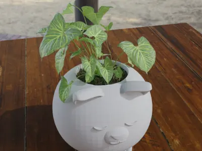 Decoration Flowerpot Cute cat 3D print model