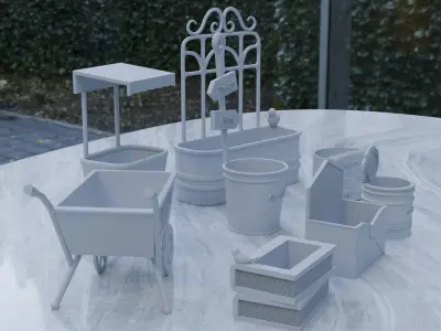 gardening flower vases set 3d printable model 3D print model