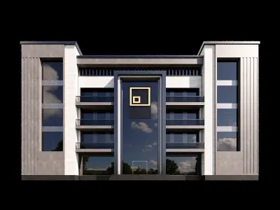 09 Modern Building with Large entrance 3D model