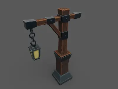 Stylized Lamp Post Free low-poly 3D model