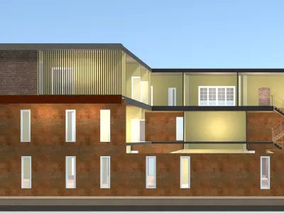 Home office in cutaway section 25-04 3D model