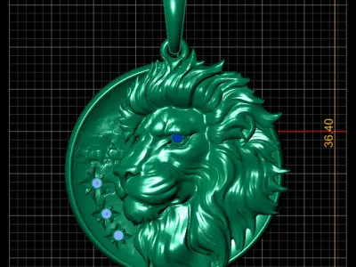 luxury lion jewelry 3D printable model  3D print model