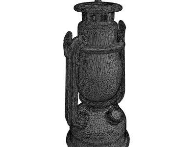 Rustic Vintage Metal Oil Lantern Low-poly 3D model