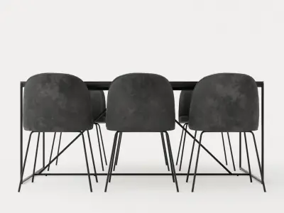 Indy Food Group With 6 Felipe Chair Velvet Glass Metal Gray s Low-poly 3D model