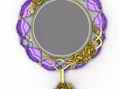 Classic decorative mirror  Low-poly 3D model