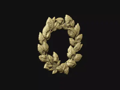 Wreath Laurel Award cad leaves Oxidized cnc laser engraved 3D print model