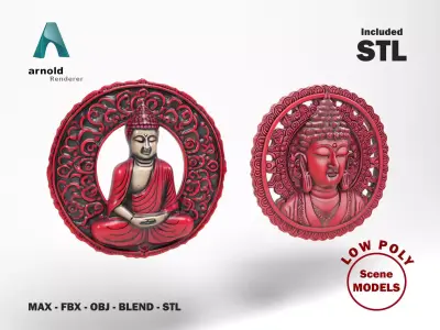 Buddhas 4 Low-poly 3D model