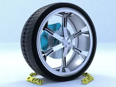 ORTAS CAR RIM 12 GAME READY RIM TIRE AND DISC 3D model