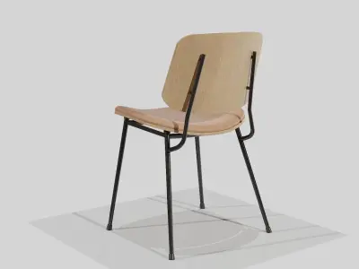 Soborg Metal Base-Model 3061-oak lacquered and dark steel Low-poly 3D model