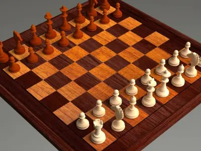 Chess Set board with pieces 3D model