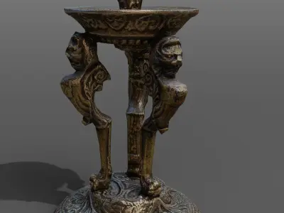 old lion candlestick  Low-poly 3D model