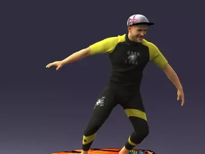 Man on a surfboard 0291 3D model