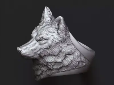 Wolf Head Ring 3D print model