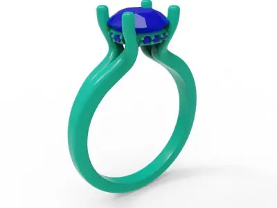 Split Band  Engagement Ring  01 3D print model