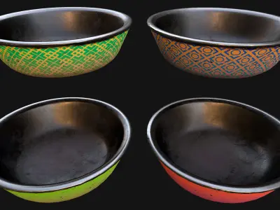 Pet Food Bowl Zoo Dishes for Cats Dogs Low-poly 3D model