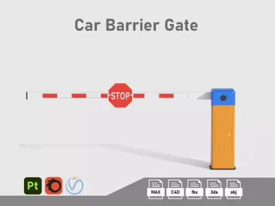 Car Barrier Gate Low-poly 3D model