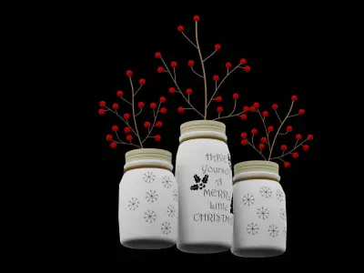 Christmas Jars Low-poly 3D model