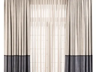 Modern Curtain 77 Optional Material Variants 4 3D model