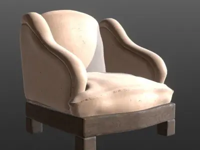 Seat 19th century  Low-poly 3D model