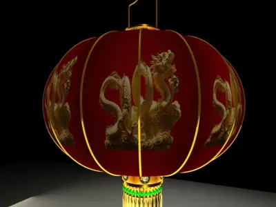 Chinese red lantern 3D model 48