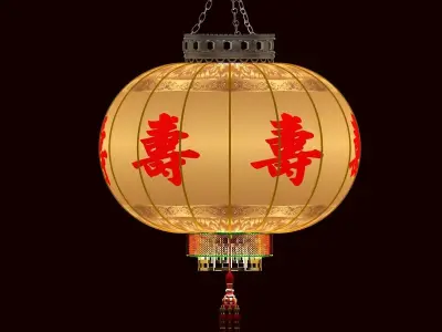 Chinese red lantern 3D model 34