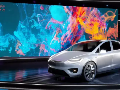 Tesla Model X on stage 3D model