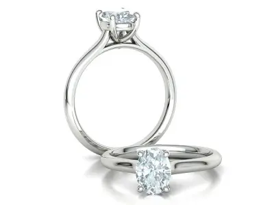 Oval Diamond Engagement Ring Hidden Halo Ring 8x6 Oval stone  3D print model