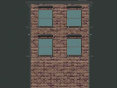 Stylized Brick Building  Game-Ready 3D Model Low-poly 3D model