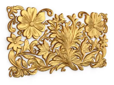 mural classic flowers decor ornament 11 3D model