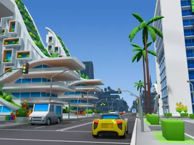  Cartoon City low poly 3D model  Low-poly 3D model