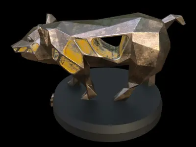 Steampunk Pig Pose Low-poly 3D model