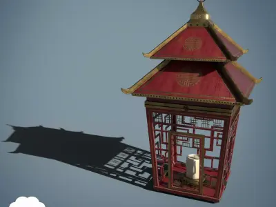 Chinese Lantern Game Ready Asset PBR Low-poly 3D model