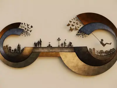 3dwall art with semi 2 circles 3D model