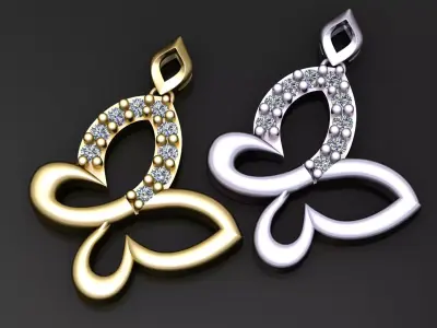 Diamond Butterfly Pendant 3D print model
