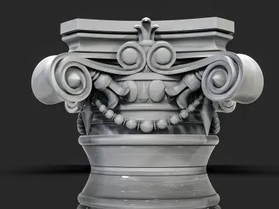 corinthian column head 001 3D model