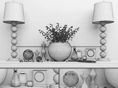 Decorative set-5 living room Low-poly 3D model