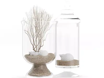 Glass Containers with Sand and Shells 3D model
