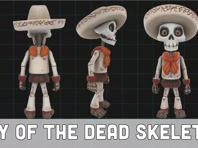Day of the Dead Skeleton Character Stylized Calavera Figure 3D print model